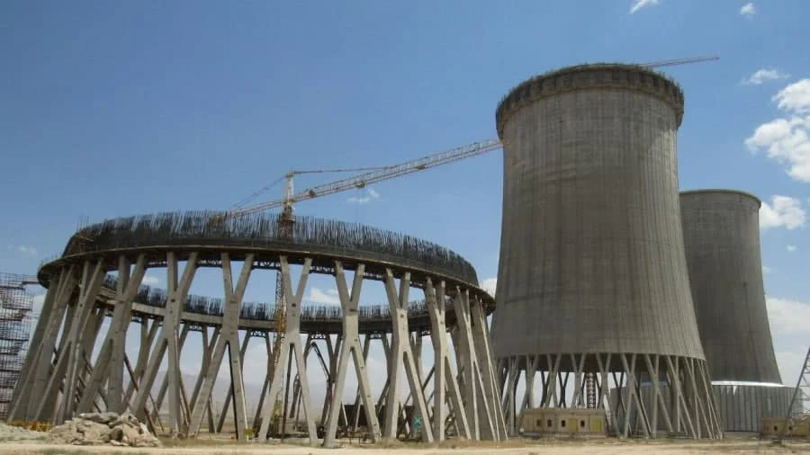 Evaporation of water in the cooling tower