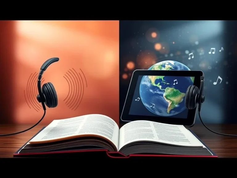 مقایسه یادگیری زبان با پادکست و کتاب‌های گویا